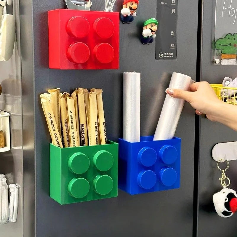 Building Blocks Refriger  Atorstorage Rack Magnetic Wall-mounted Sundry Items Storage Box Refrigerator Side Storage Rack