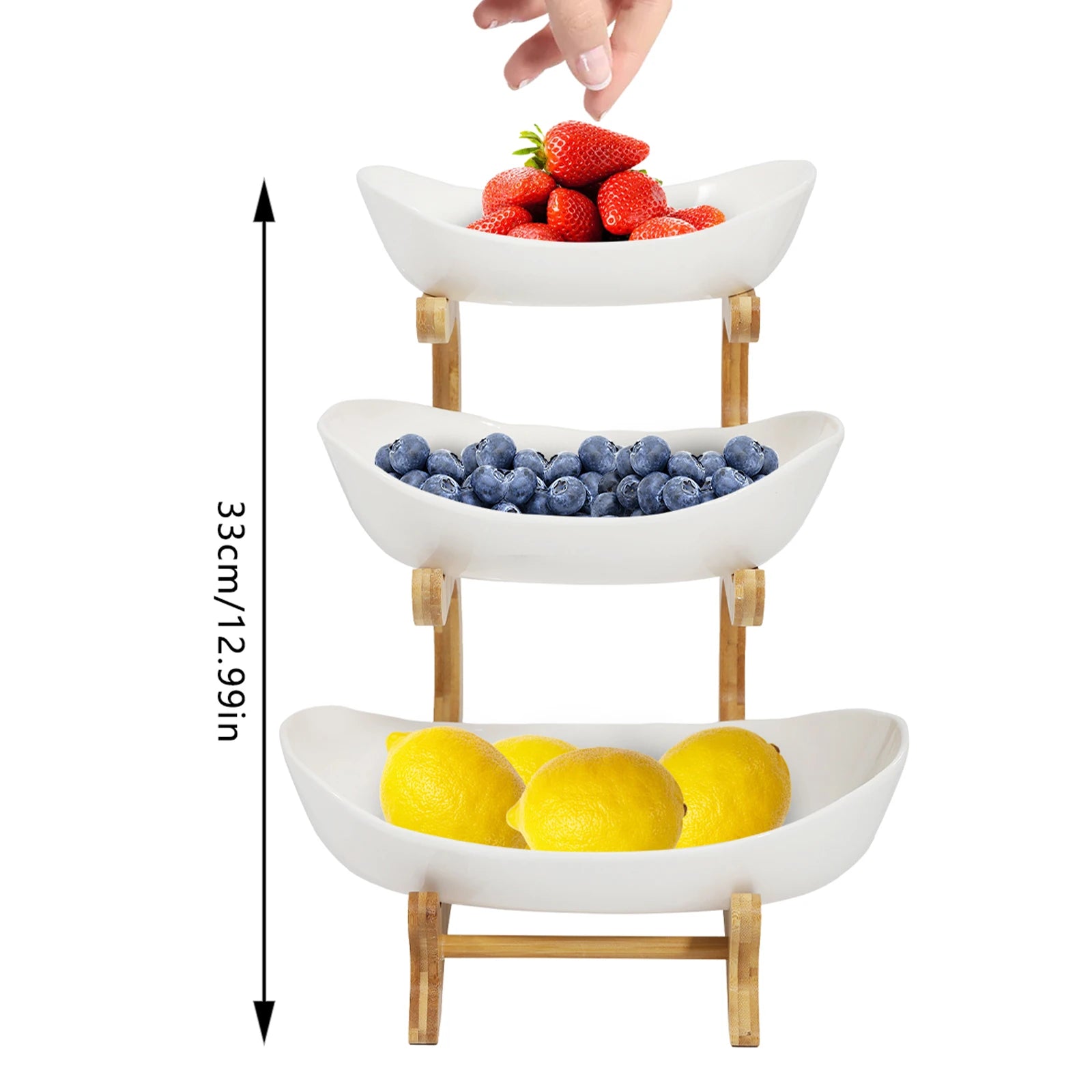 3 Tier Ceramic Fruit Basket Holder Bowl Stand Dining Table for Kitchen Decor for Vacations, Exhibitions, Gatherings, Birthdays