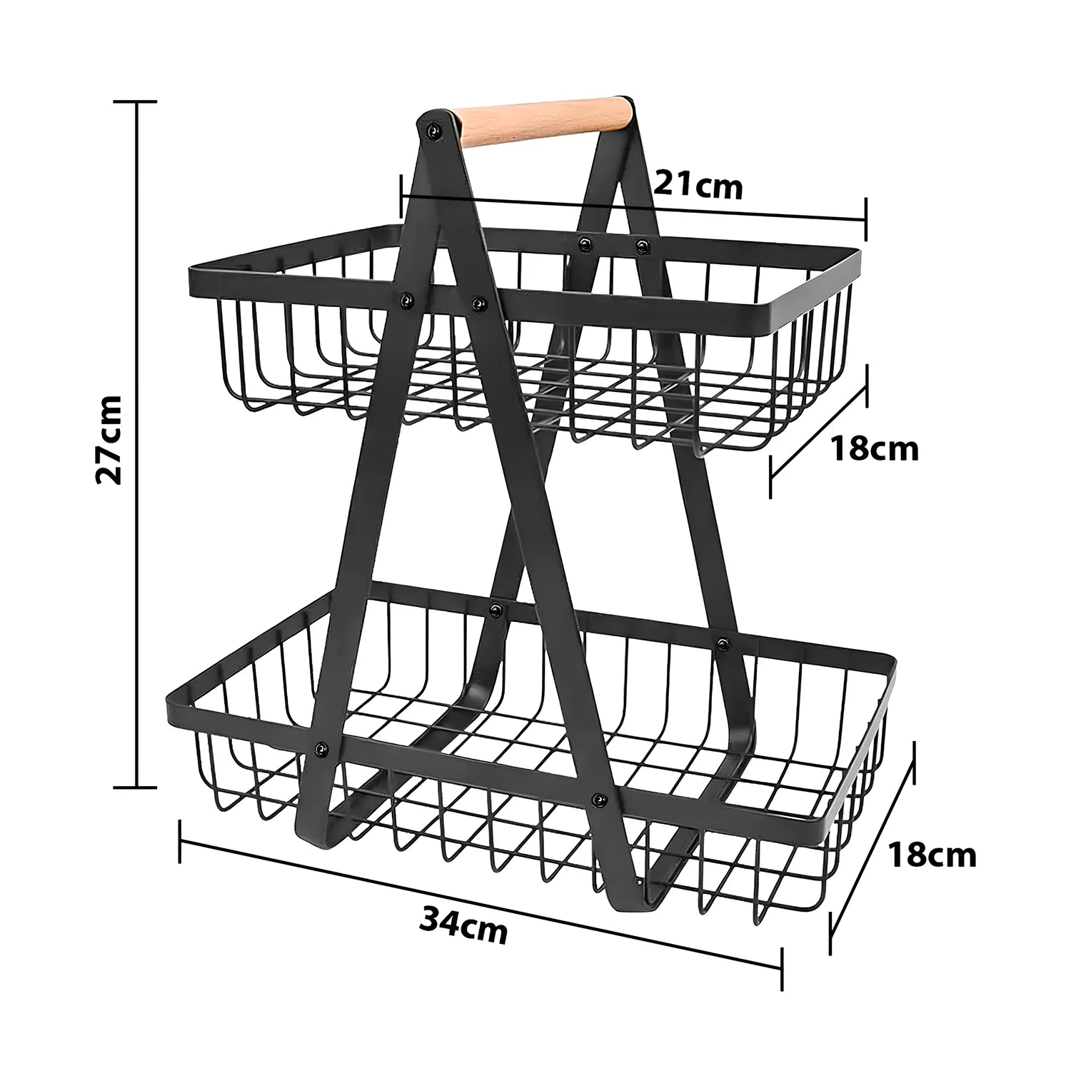 2/3 Tier Fruit Storage Basket Countertop for Kitchen Fruit Vegetable Basket Bowle with Handle Bread Snacks Stand