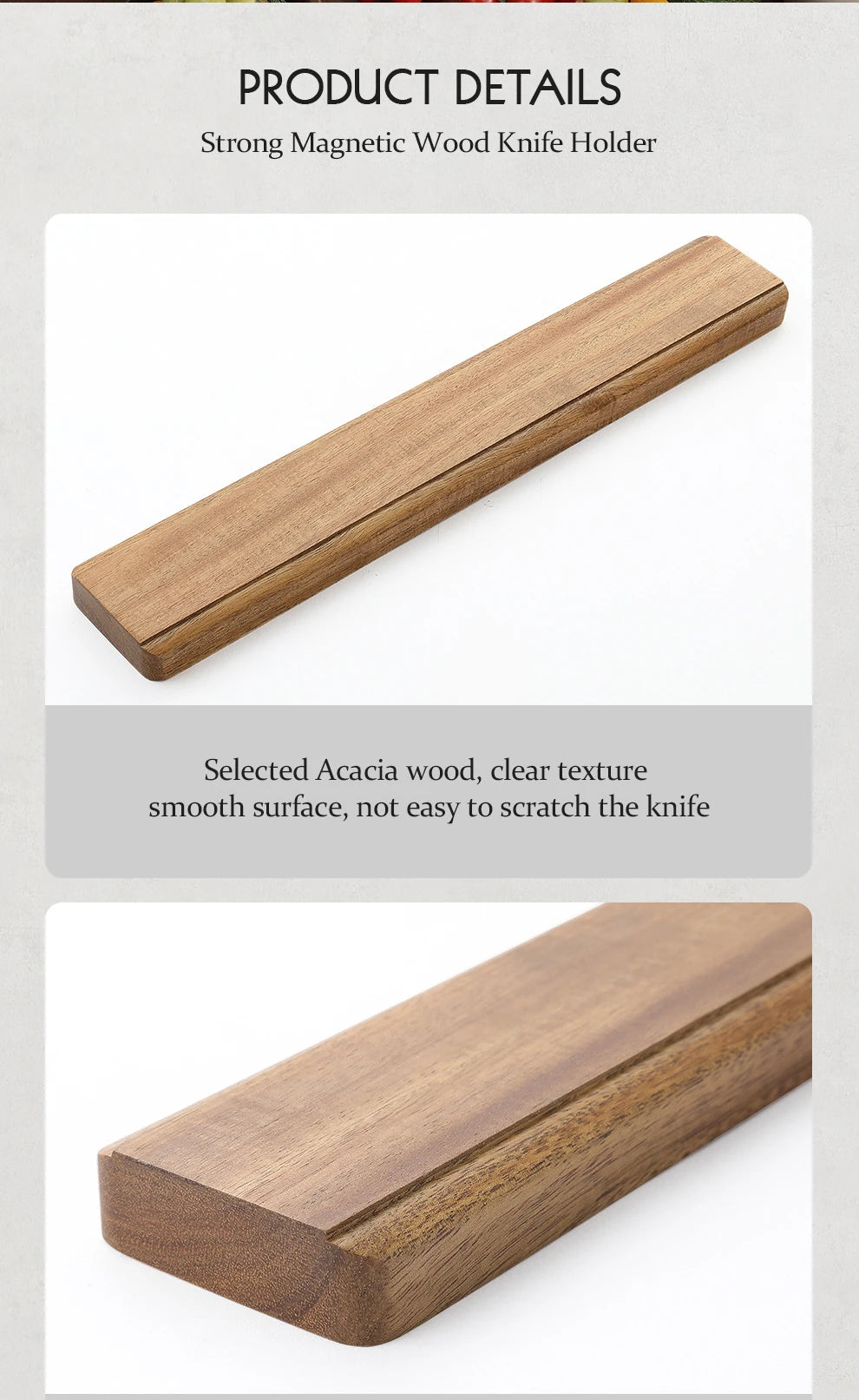 Hezhen Magnetic Knife Holder 400mm Kitchen Accessories Wooden Knives Storage Tools Acacia Wood This Is A Holder Without Knife
