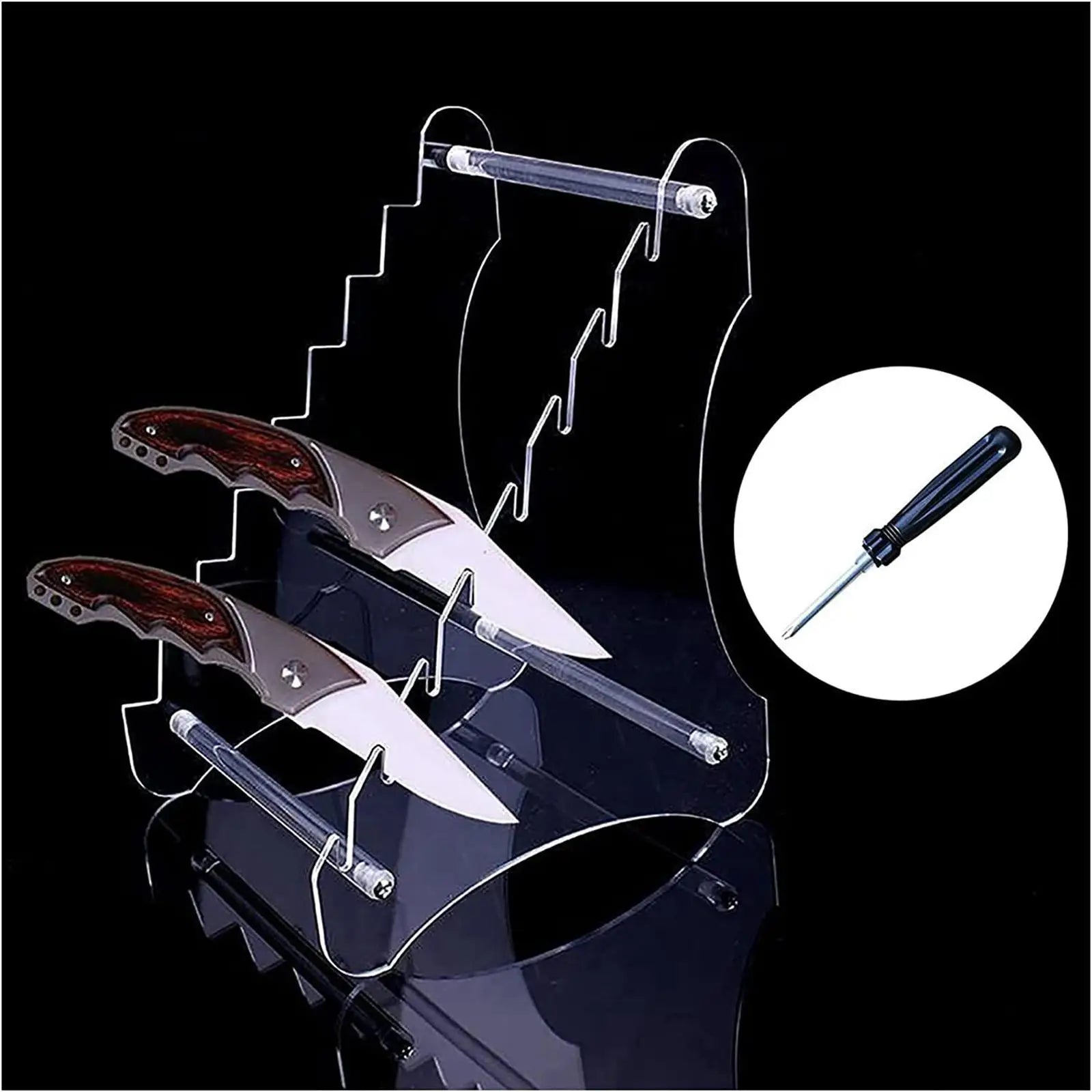 Knife Holder Storage Rack Bracket Transparent 18x15x24cm with 8 Layers Clear Shelf for Office Lounge Multipurpose Lightweight