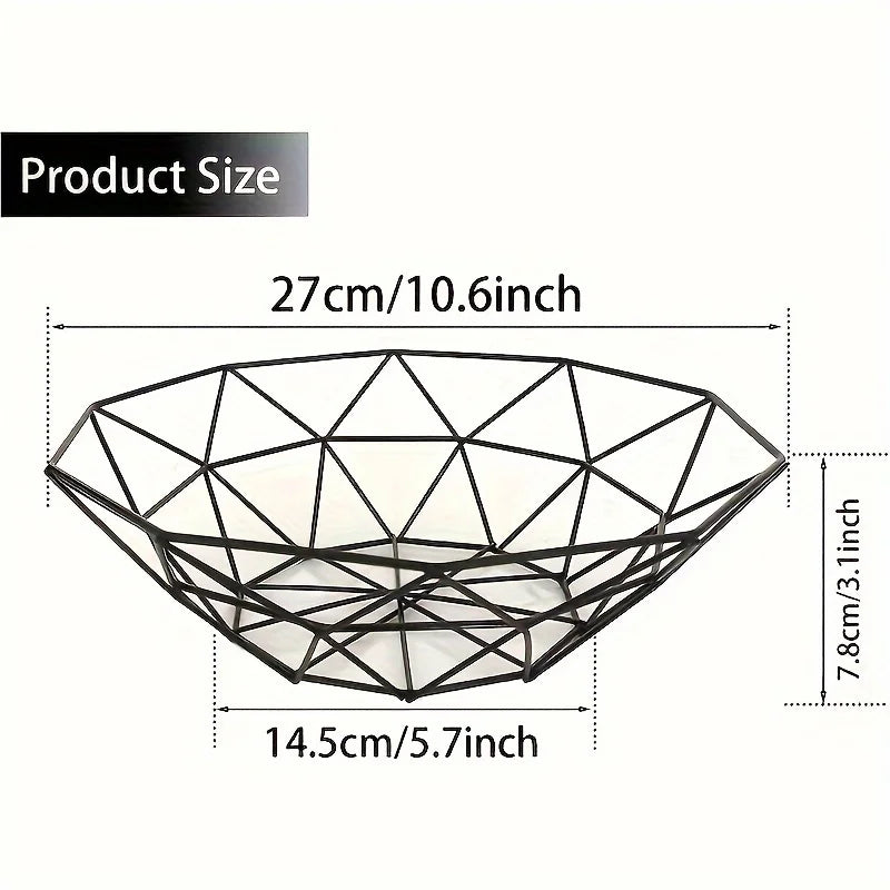 1pc Wire Fruit Bowl Iron Mesh Woven Fruit Basket Kitchen Countertop Fruit Bowl Vegetable Decorative Holder for Kitchen Snacks