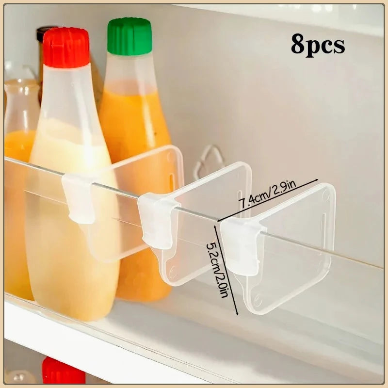 8Pcs Home Refrigerator Storage Partition Board Adjustable Fridge Divider Storage Separators Kitchen Bottle Can Shelf Organizer