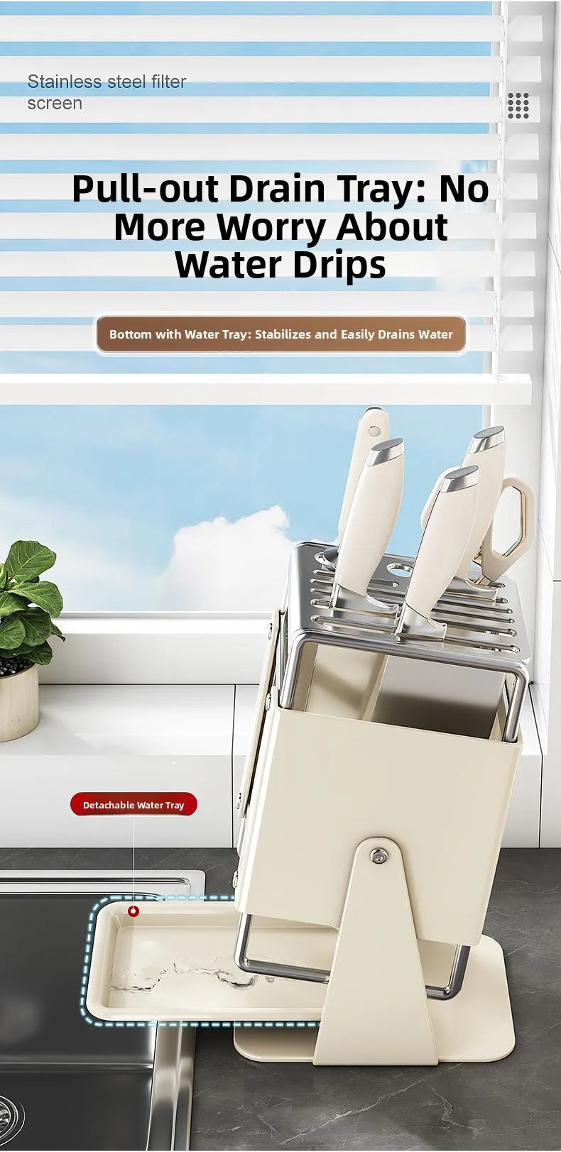 Stainl Steel Kitchen Knife Holder Rotating Blade Storage Ra High Aesthetic Multi-Function Kitchen Storage elf