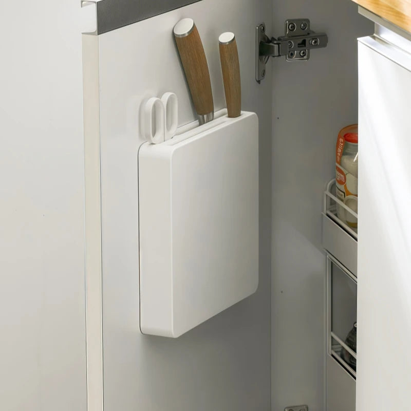 Invisible Wall-Mounted Kitchen Knife Storage Ra Dustproof Plastic Cabinet Door No-Drilling Required Small Knife Organizer