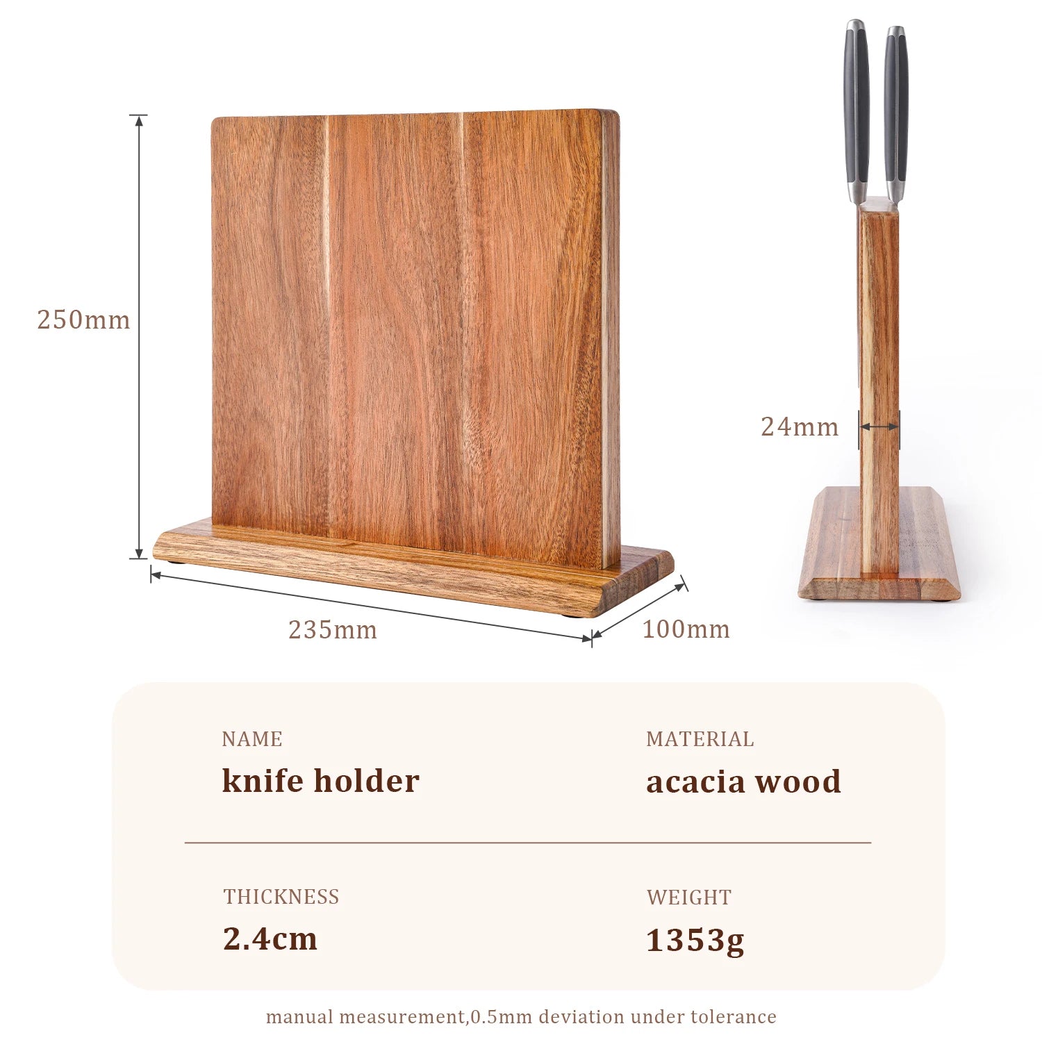 New Acacia Wood Home Kitchen Magnetic Knife Block Holder Rack Magnetic Stands with Strong Enhanced Magnets