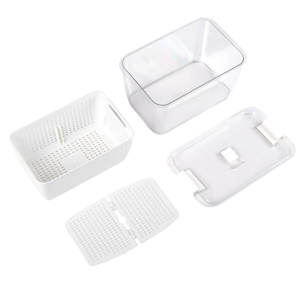 【Lifeideas】1.7L/4.5L Nested Fridge Storage Container with Removable Colander Refrigerator Fresh Vegetable Fruits Drain Basket