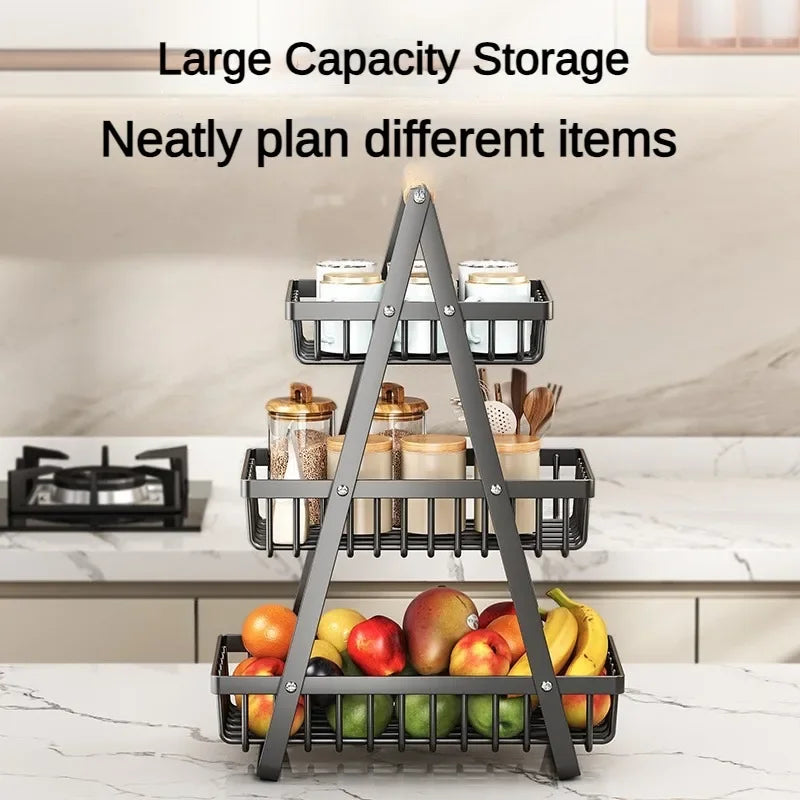 2/3 Tiers Countertop Fruit Basket,Portable Fruit Bowle Basket Kitchen Organizer Storage & Dining Room Fruits Vegetable Snacks