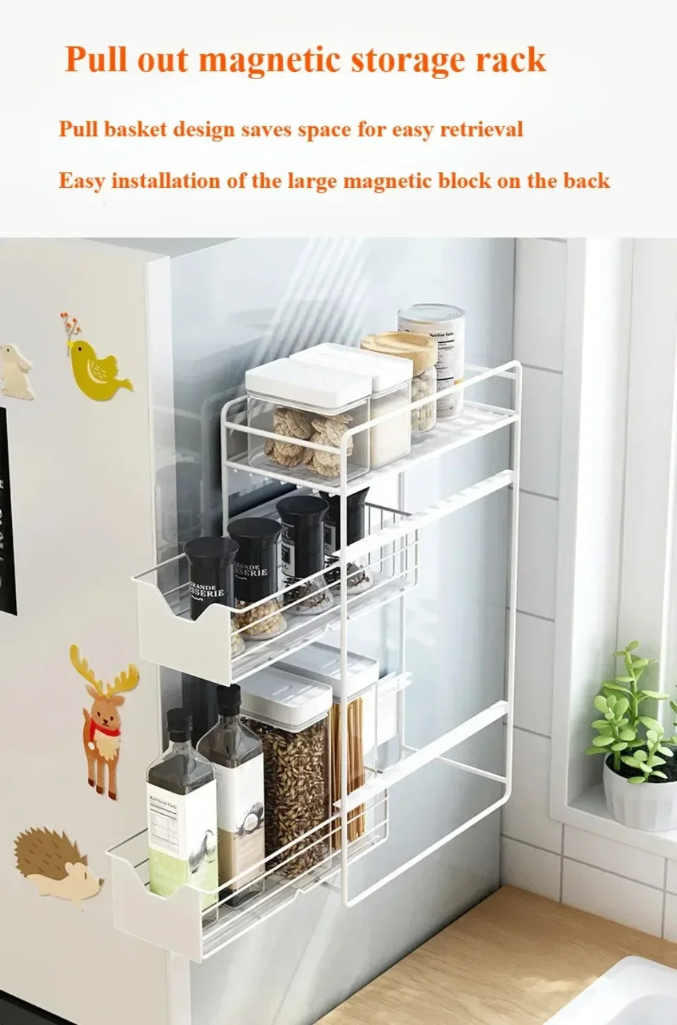 2/3 Tier Refrigerator Magnet Strorage Shelf Washing Machine Side Rack Kitchen Organizer Shelf for Refrigerator Washing Machine