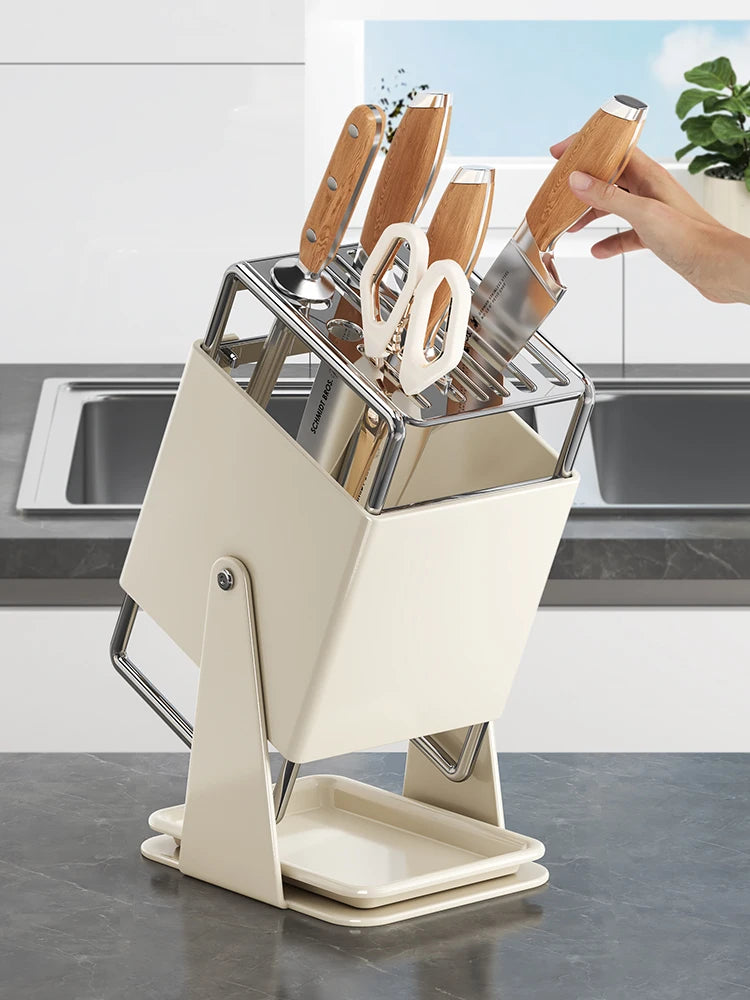 Stainl Steel Kitchen Knife Holder Rotating Blade Storage Ra High Aesthetic Multi-Function Kitchen Storage elf
