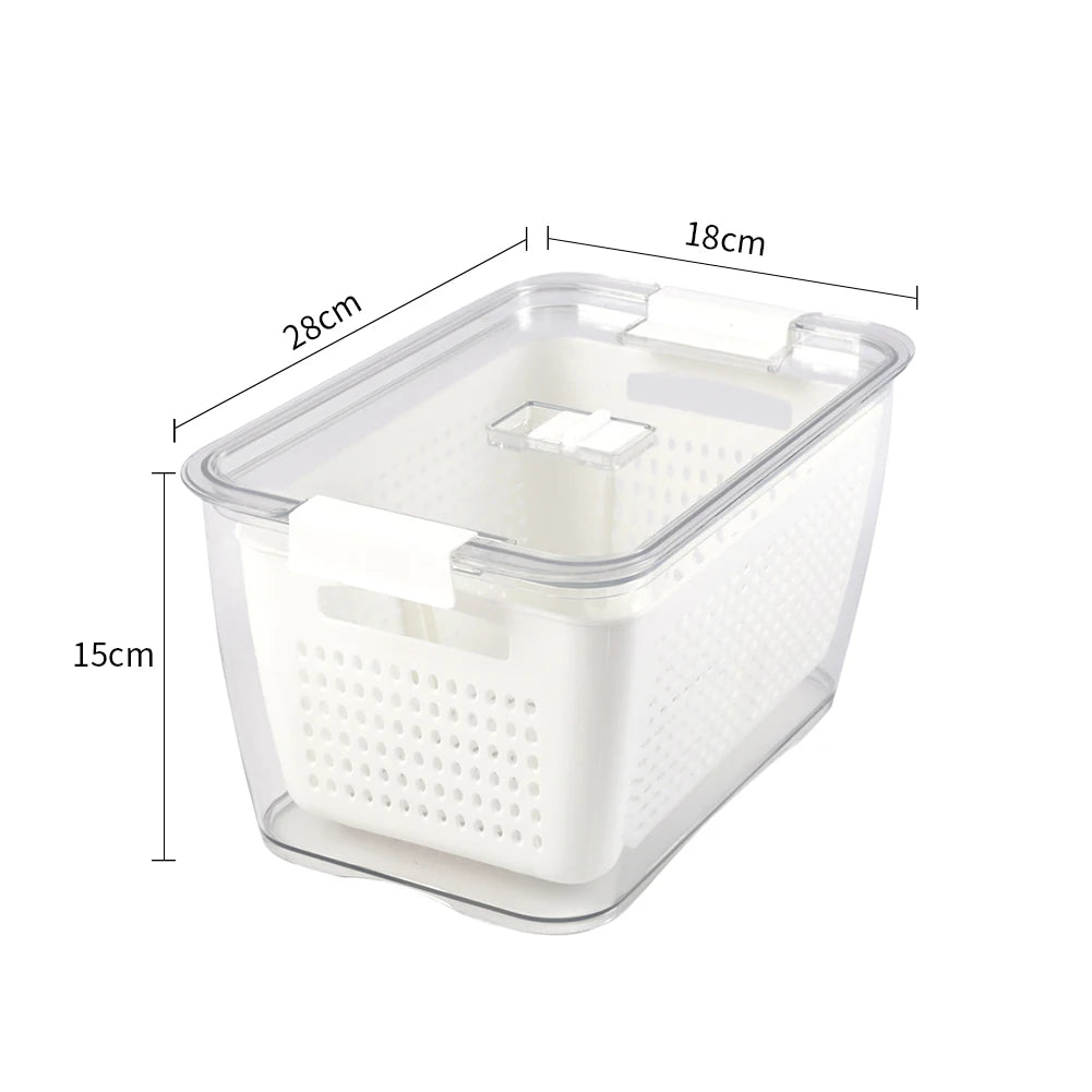 【Lifeideas】1.7L/4.5L Nested Fridge Storage Container with Removable Colander Refrigerator Fresh Vegetable Fruits Drain Basket