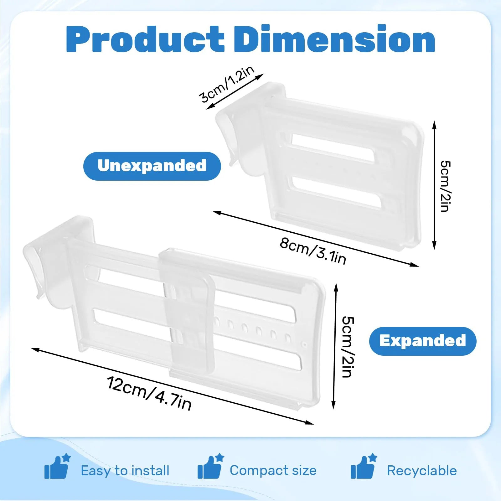 Refrigerator Door Organizer Dividers Clips, Retractable Fridge Space Allocator for Side Seam Organizing Cabinet Kitchen Storage