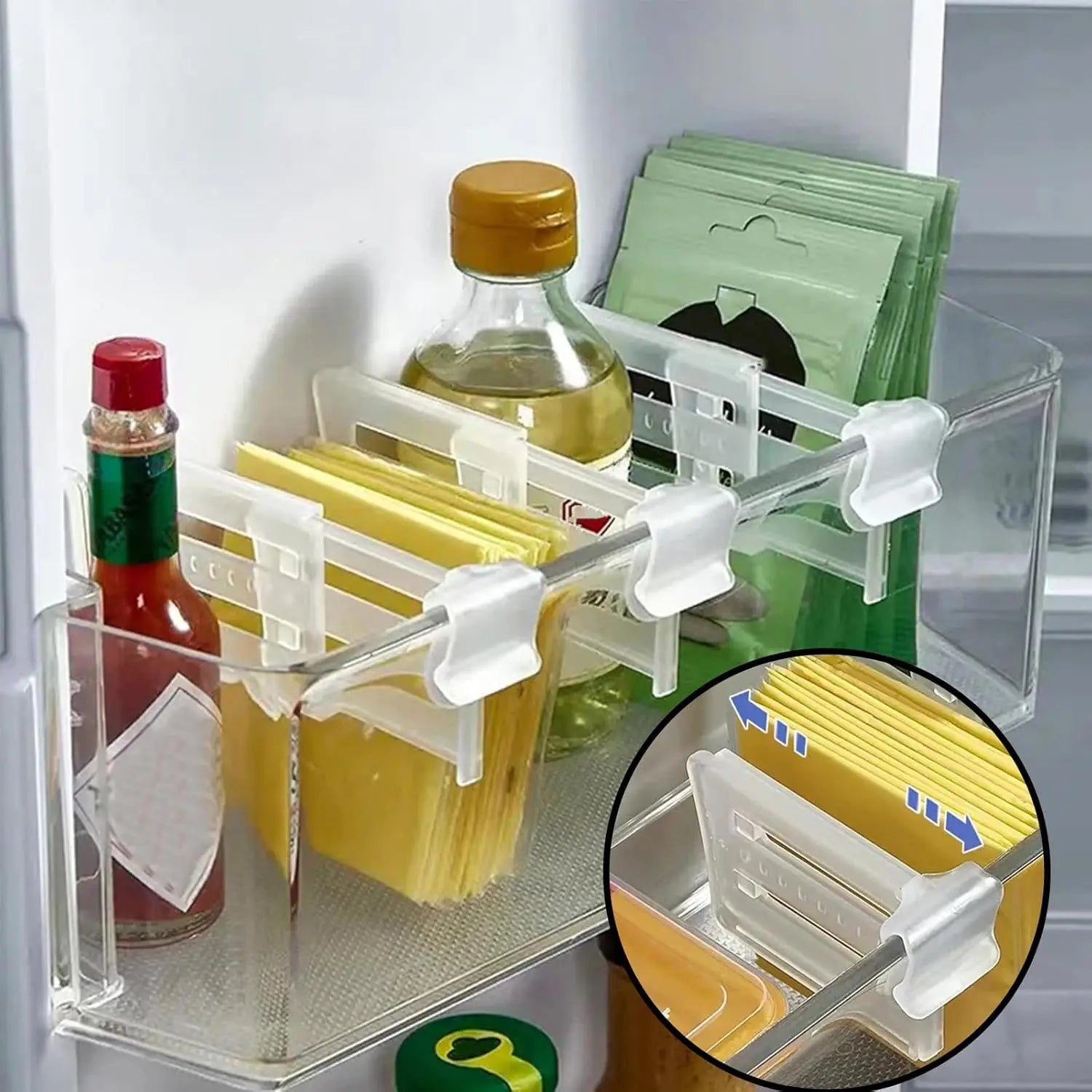 4/8pcs Refrigerator Storage Divider Clip,Fridge Door Storage Partition Expandable Baffle Dividers Kitchen Bottle Shelf Organizer