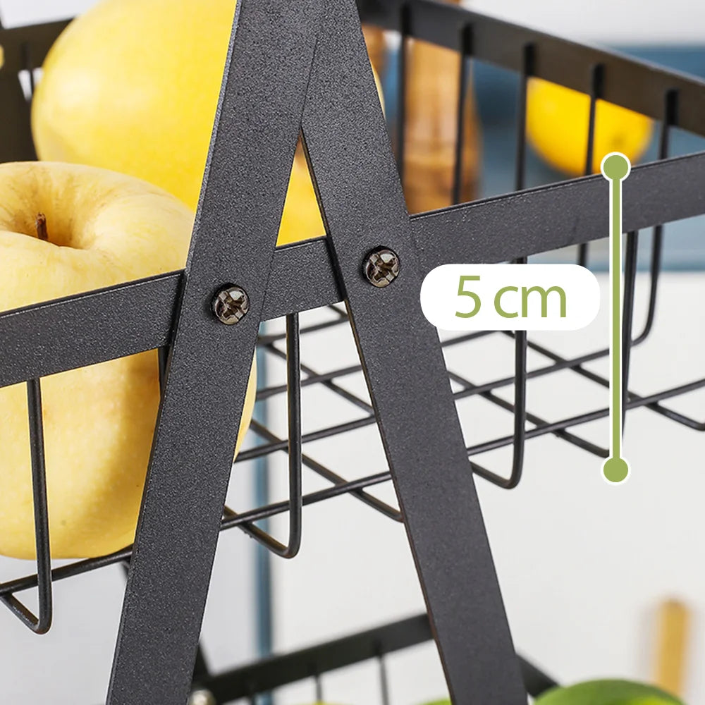 2/3 Tier Fruit Storage Basket Countertop for Kitchen Fruit Vegetable Basket Bowle with Handle Bread Snacks Stand