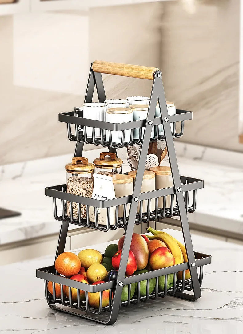 2/3 Tiers Countertop Fruit Basket,Portable Fruit Bowle Basket Kitchen Organizer Storage & Dining Room Fruits Vegetable Snacks