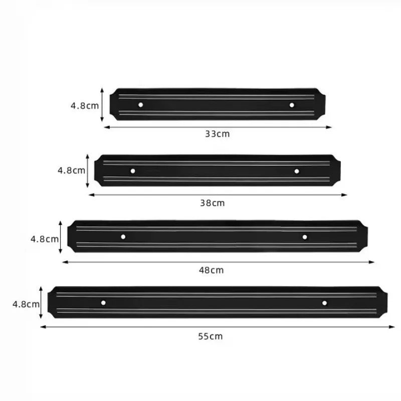 Powerful Magnetic Knife Holder Multifunctional Wall Hanging Knife Rack Strip Black Kitchen Practical Tools Organizer Punch Free