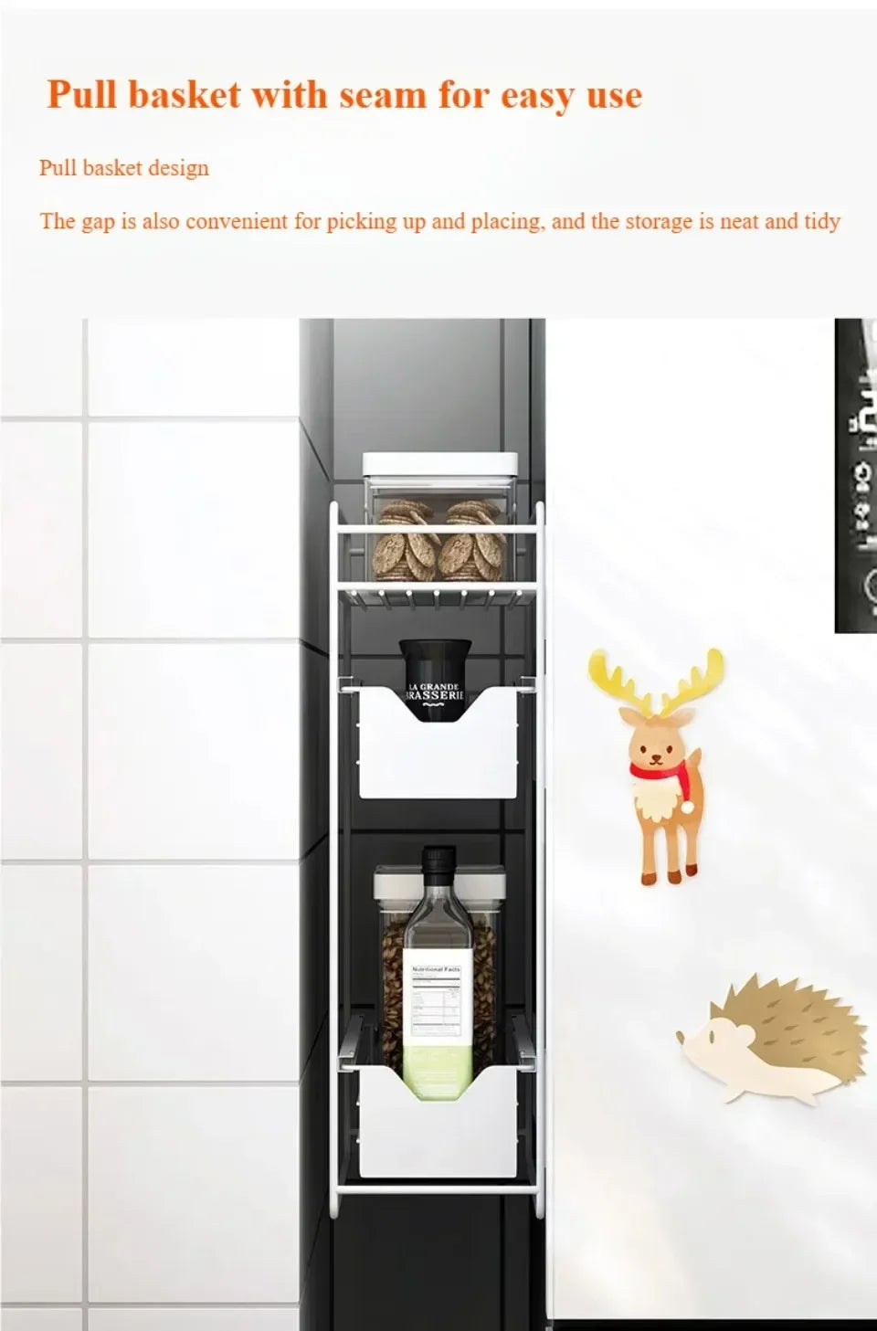 2/3 Tier Refrigerator Magnet Strorage Shelf Washing Machine Side Rack Kitchen Organizer Shelf for Refrigerator Washing Machine
