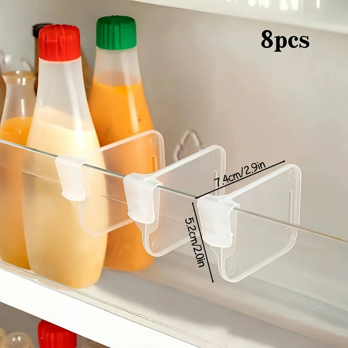 8Pcs Home Refrigerator Storage Partition Board Adjustable Fridge Divider Storage Separators Kitchen Bottle Can Shelf Organizer