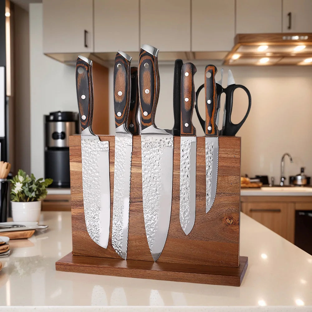 Magnetic Universal Knife Stand Knife Display Rack Knife Set Holder Stand with Strong Enhanced Magnets for Counter Top