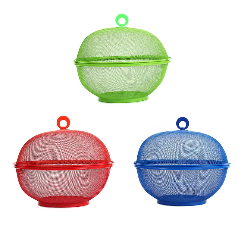 Mesh Fruit Basket With Lid Prevent Fly Kitchen Basket Vegetables Fruit Holder Kitchen Supplies Dining Table Decor Storage Box