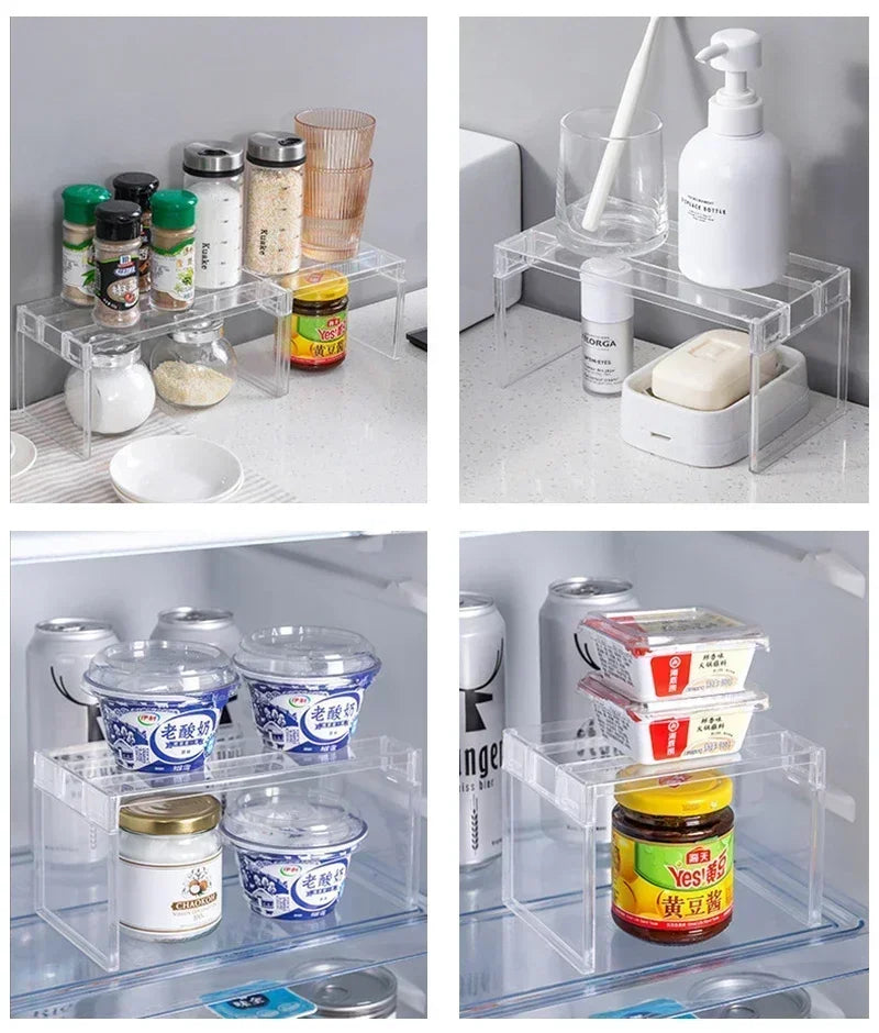 Refrigerator Organizers Storage Rack Fridge Layered Separator Shelves Transparent Desktop Stand Save Space Kitchen