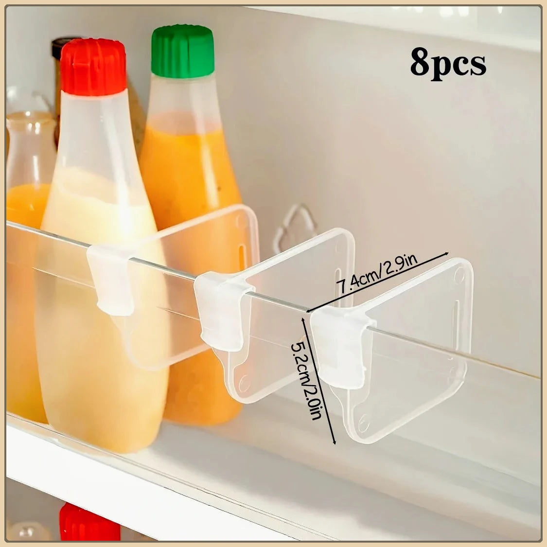 8Pcs Home Refrigerator Storage Partition Board Adjustable Fridge Divider Storage Separators Kitchen Bottle Can Shelf Organizer