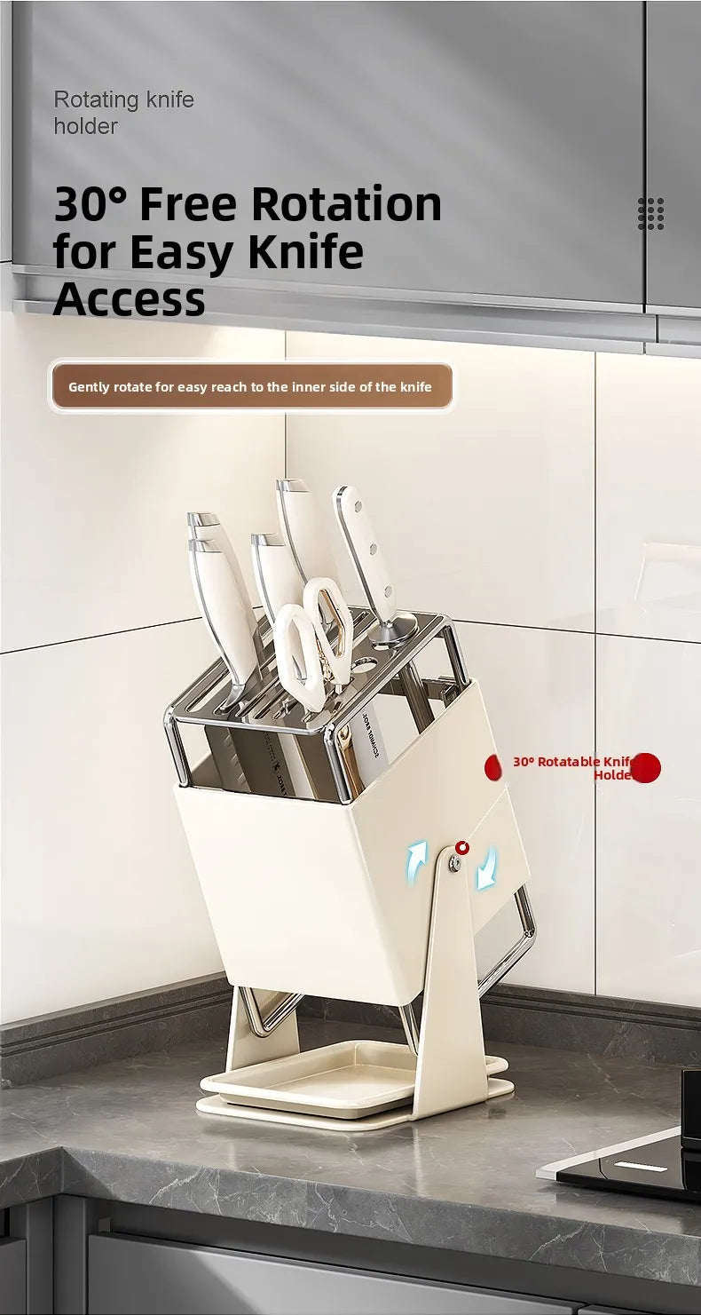 Stainl Steel Kitchen Knife Holder Rotating Blade Storage Ra High Aesthetic Multi-Function Kitchen Storage elf