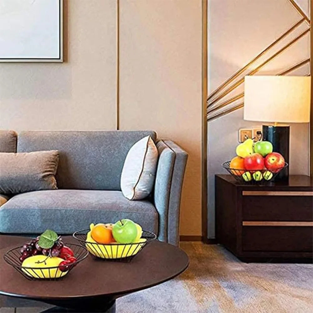 Foldable Hanging Fruit Basket Nordic Wall Hanging Snacks Storage Basket Iron Wire Three Tier Flowers Basket Storage Rack