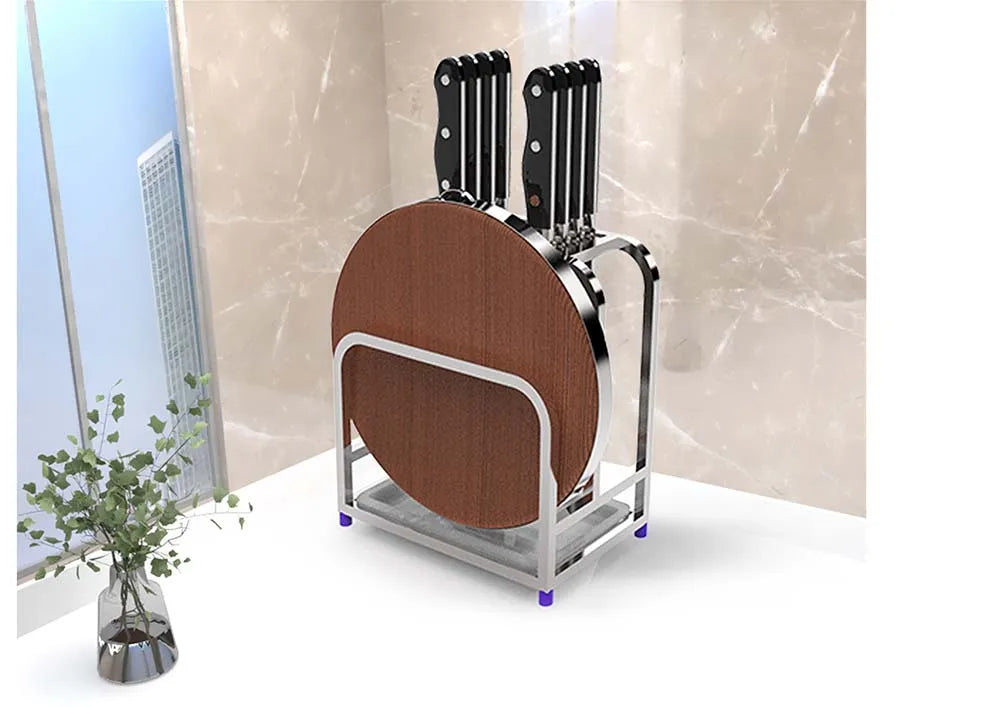 Stainl Steel 304 Knife Holder Cutting Board Stand Kitchen Storage Ra Utensil elf Anti-Mold Stainl Steel Kitchen Sto...