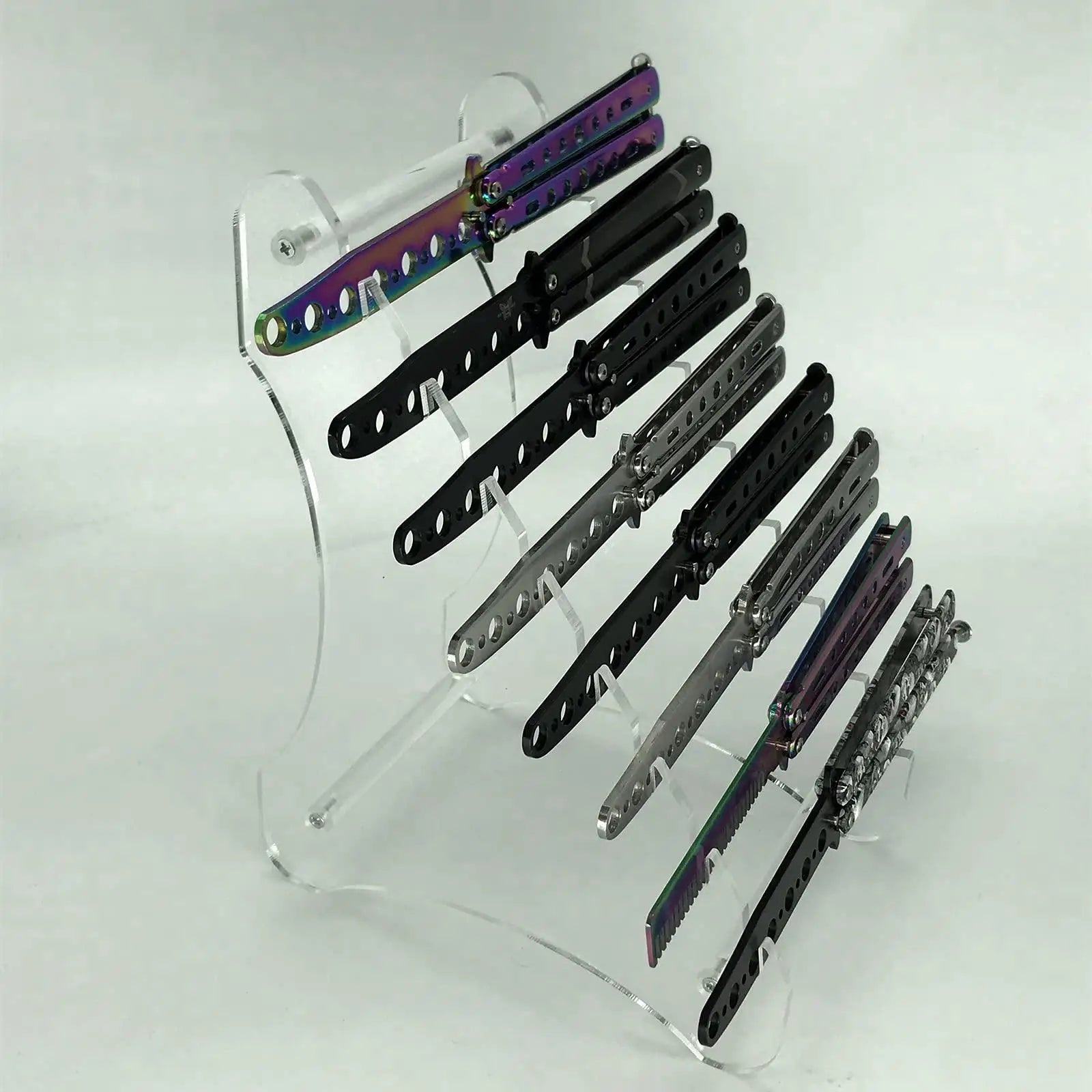 Knife Holder Storage Rack Bracket Transparent 18x15x24cm with 8 Layers Clear Shelf for Office Lounge Multipurpose Lightweight