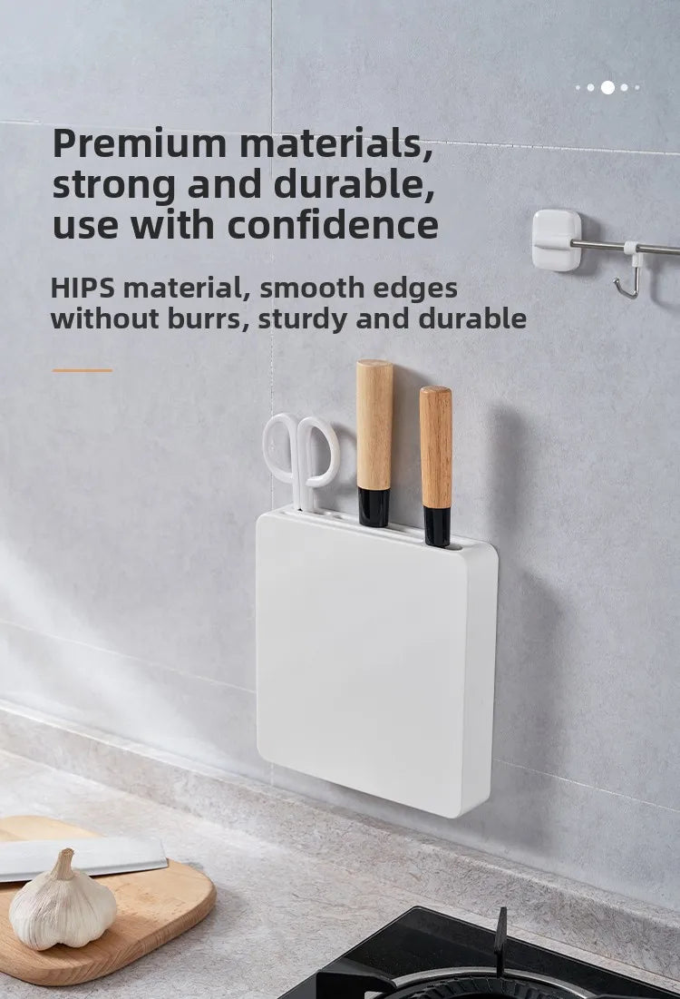 Invisible Wall-Mounted Kitchen Knife Storage Ra Dustproof Plastic Cabinet Door No-Drilling Required Small Knife Organizer