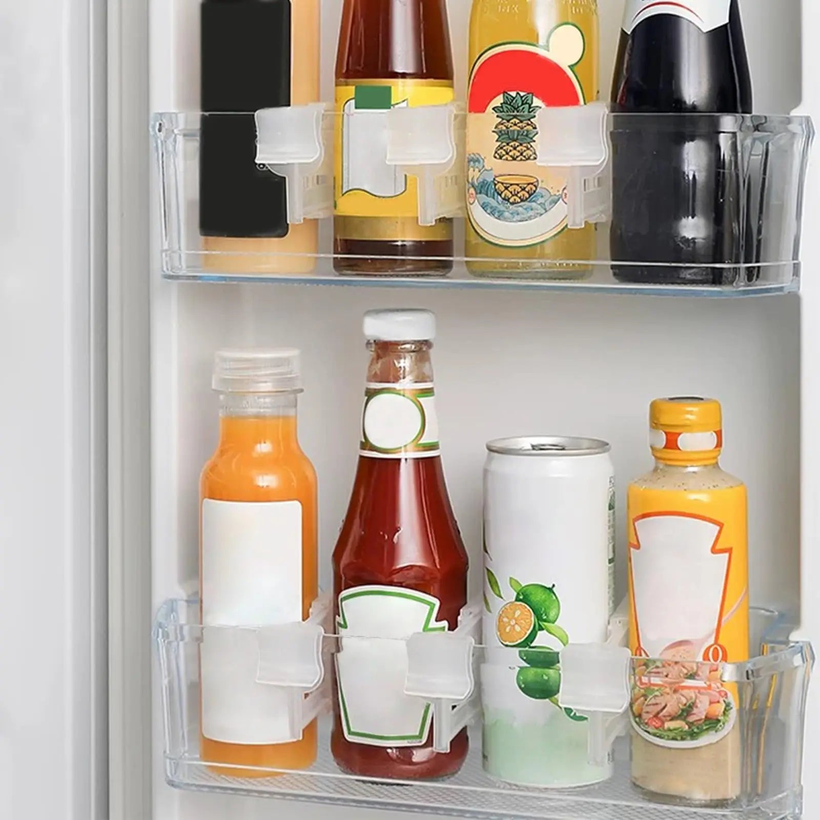 Retractable Fridge Drawer Separators, Plastic Fridge Door Organizer, Adjustable Refrigerator Divider Clip for Kitchen  Storage