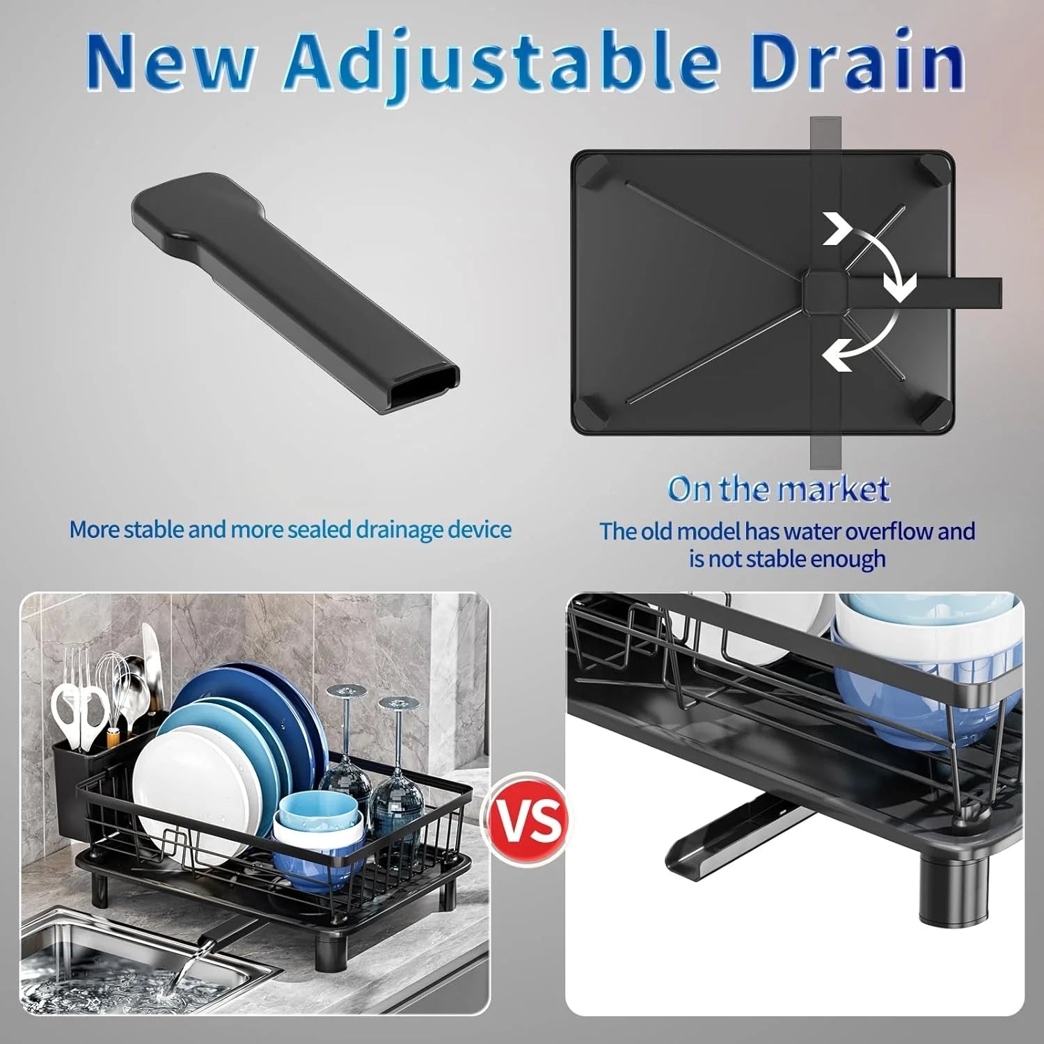 dish draining rack,Cutlery rack with drain tray and drip line,cup holder,cutlery holder,Kitchen countertop storage rack