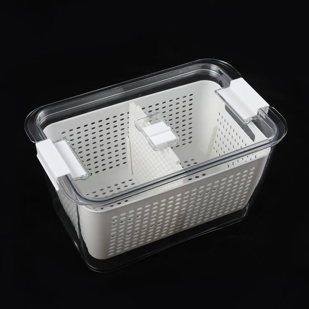 【Lifeideas】1.7L/4.5L Nested Fridge Storage Container with Removable Colander Refrigerator Fresh Vegetable Fruits Drain Basket