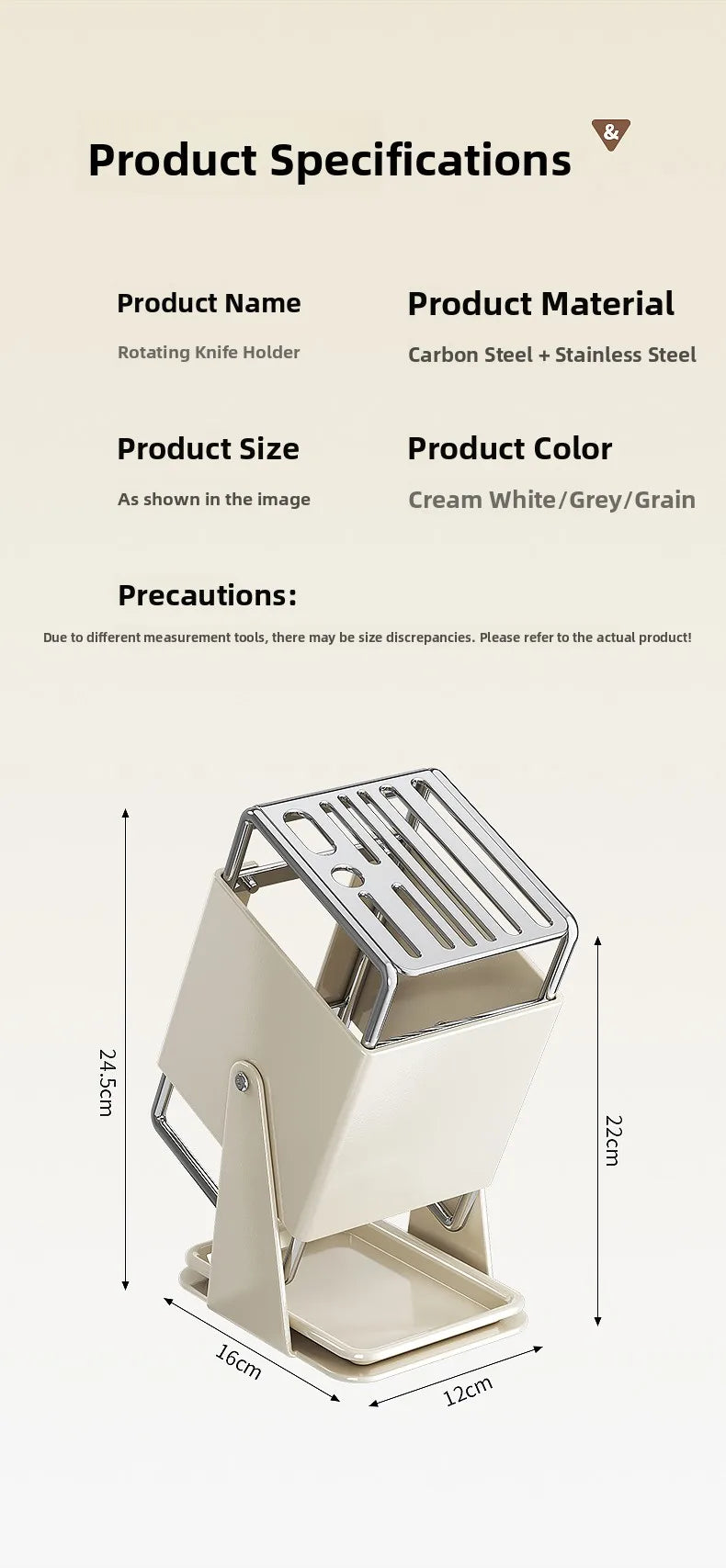 Stainl Steel Kitchen Knife Holder Rotating Blade Storage Ra High Aesthetic Multi-Function Kitchen Storage elf