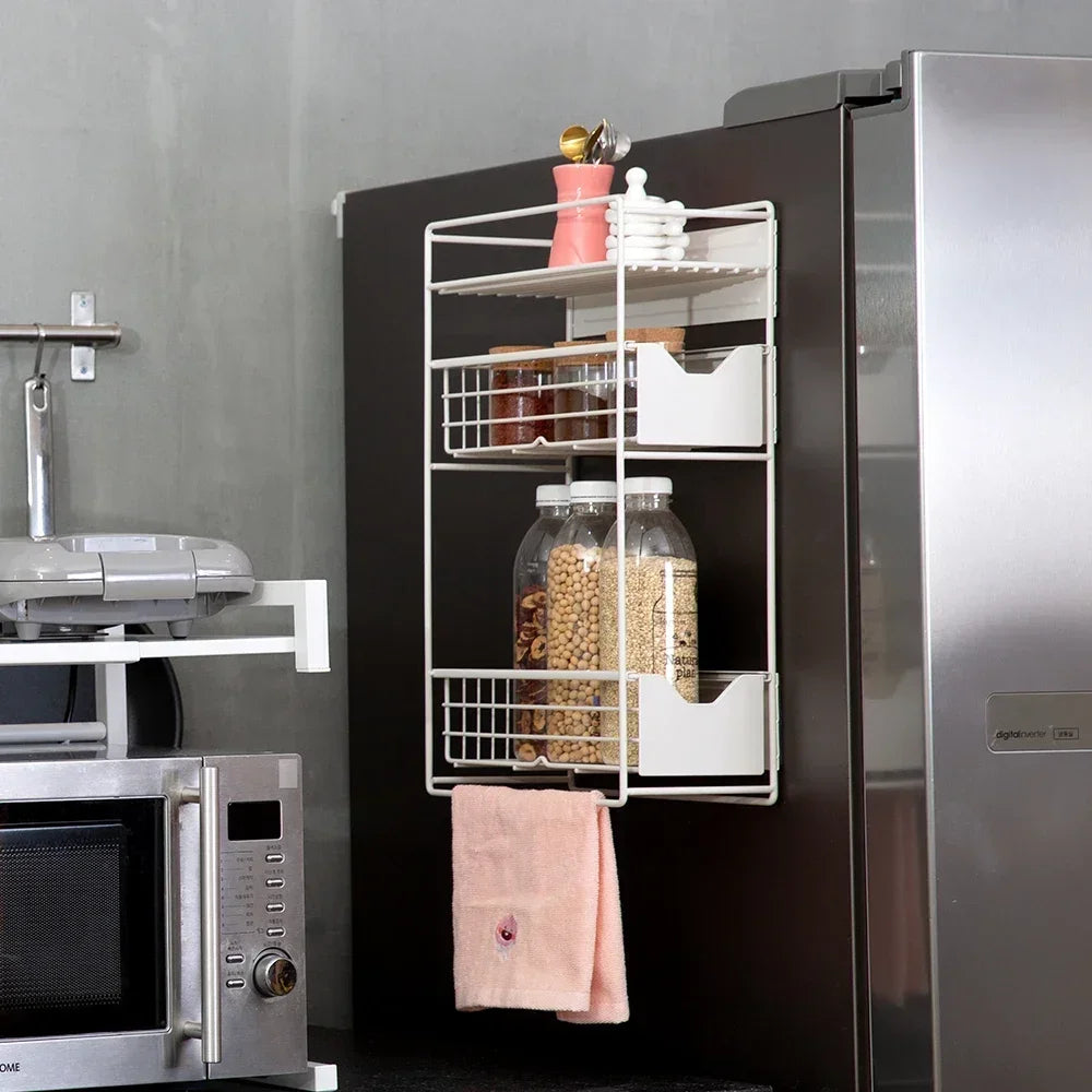 2/3 Tier Refrigerator Magnet Strorage Shelf Washing Machine Side Rack Kitchen Organizer Shelf for Refrigerator Washing Machine