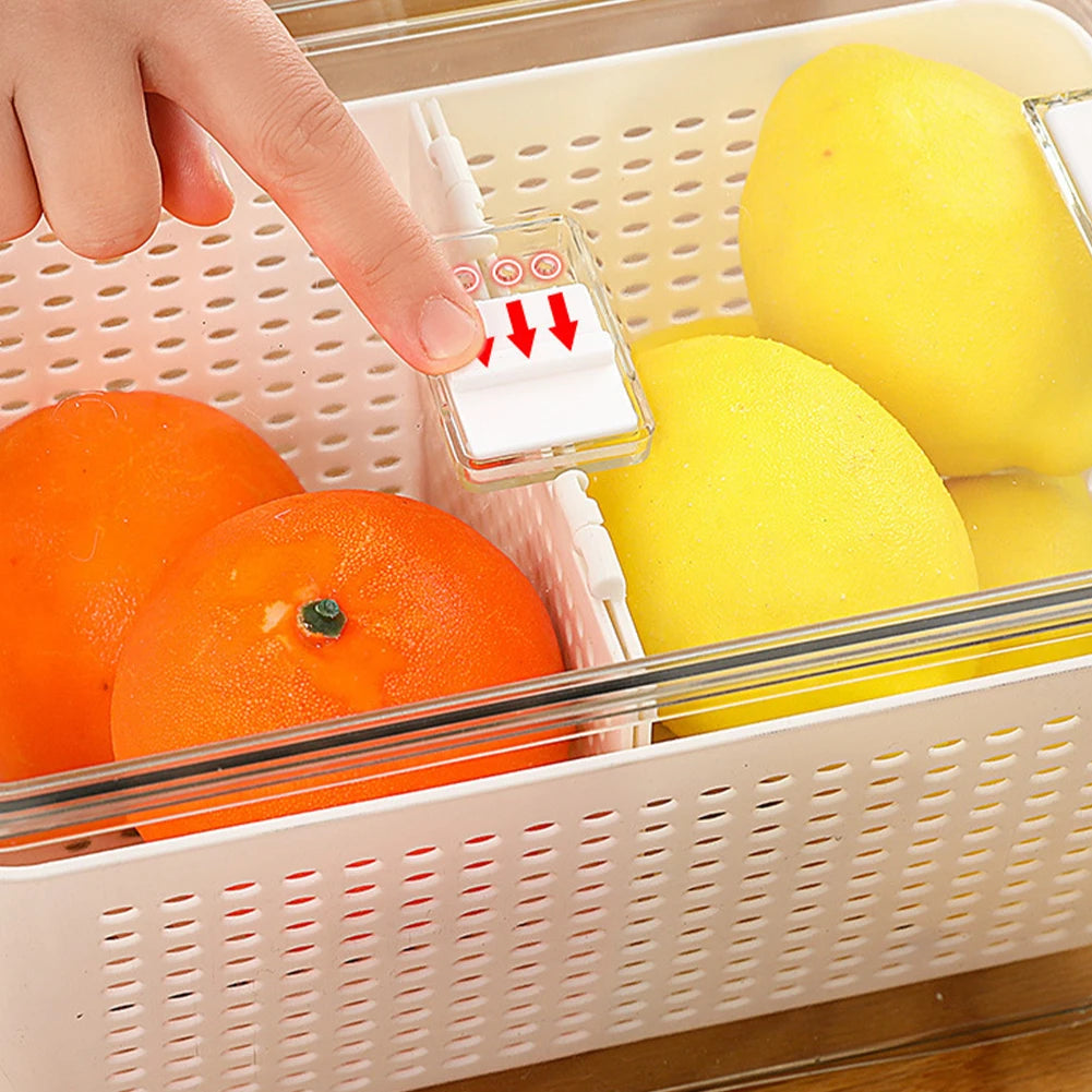 【Lifeideas】1.7L/4.5L Nested Fridge Storage Container with Removable Colander Refrigerator Fresh Vegetable Fruits Drain Basket