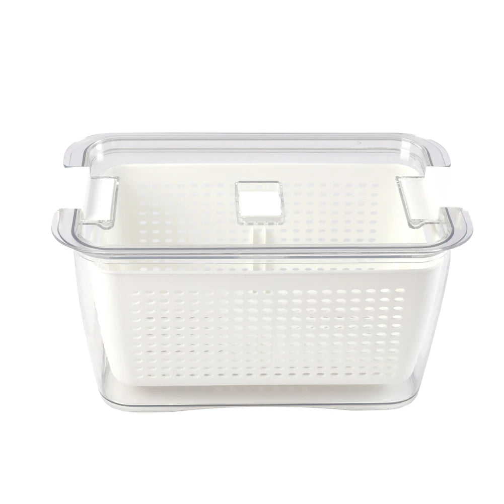 【Lifeideas】1.7L/4.5L Nested Fridge Storage Container with Removable Colander Refrigerator Fresh Vegetable Fruits Drain Basket