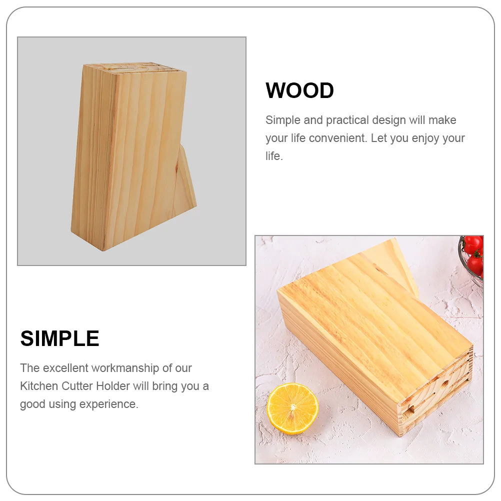 Cutlery Storage Rack Multi Socket Knife Holder, Wooden Knife Stand Multipurpose Cutters Stand Holder Storage Rack For Kitchen