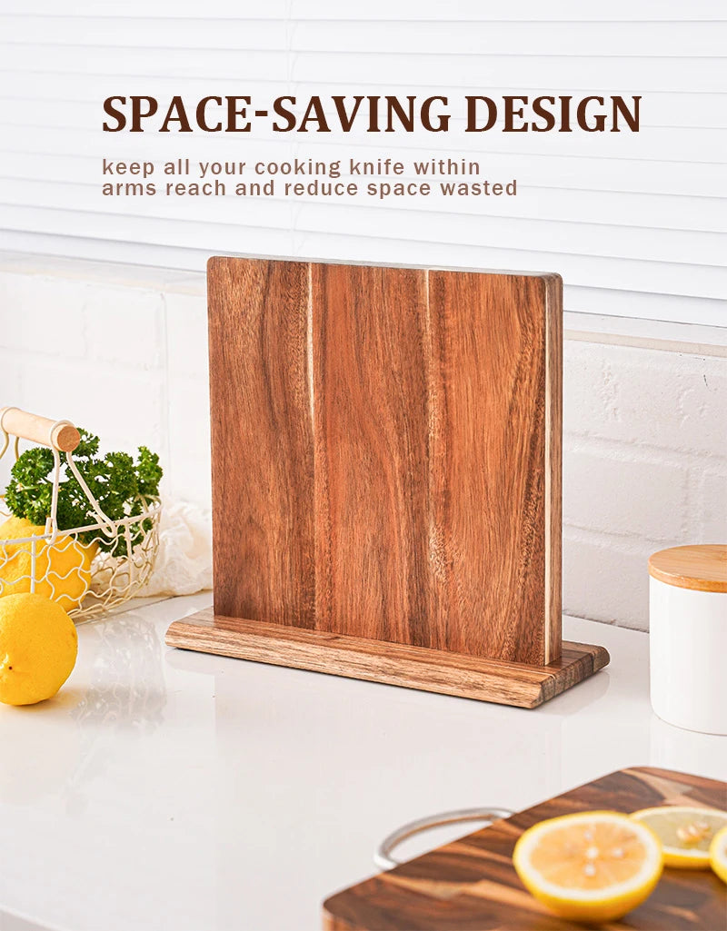 New Acacia Wood Home Kitchen Magnetic Knife Block Holder Rack Magnetic Stands with Strong Enhanced Magnets