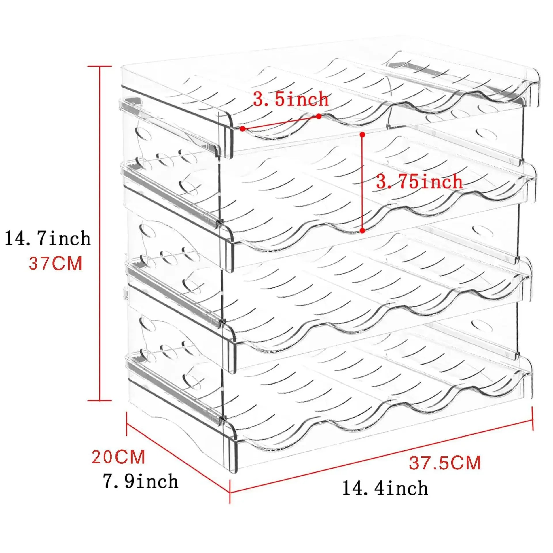 4 Tier Stackable Beverage Organizer Cabinet Wine Organizer Refrigerator Mug Organizer Multifunctional Folding Storage Rack