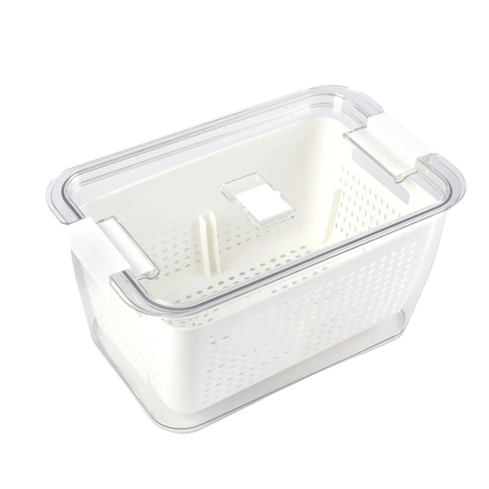 【Lifeideas】1.7L/4.5L Nested Fridge Storage Container with Removable Colander Refrigerator Fresh Vegetable Fruits Drain Basket