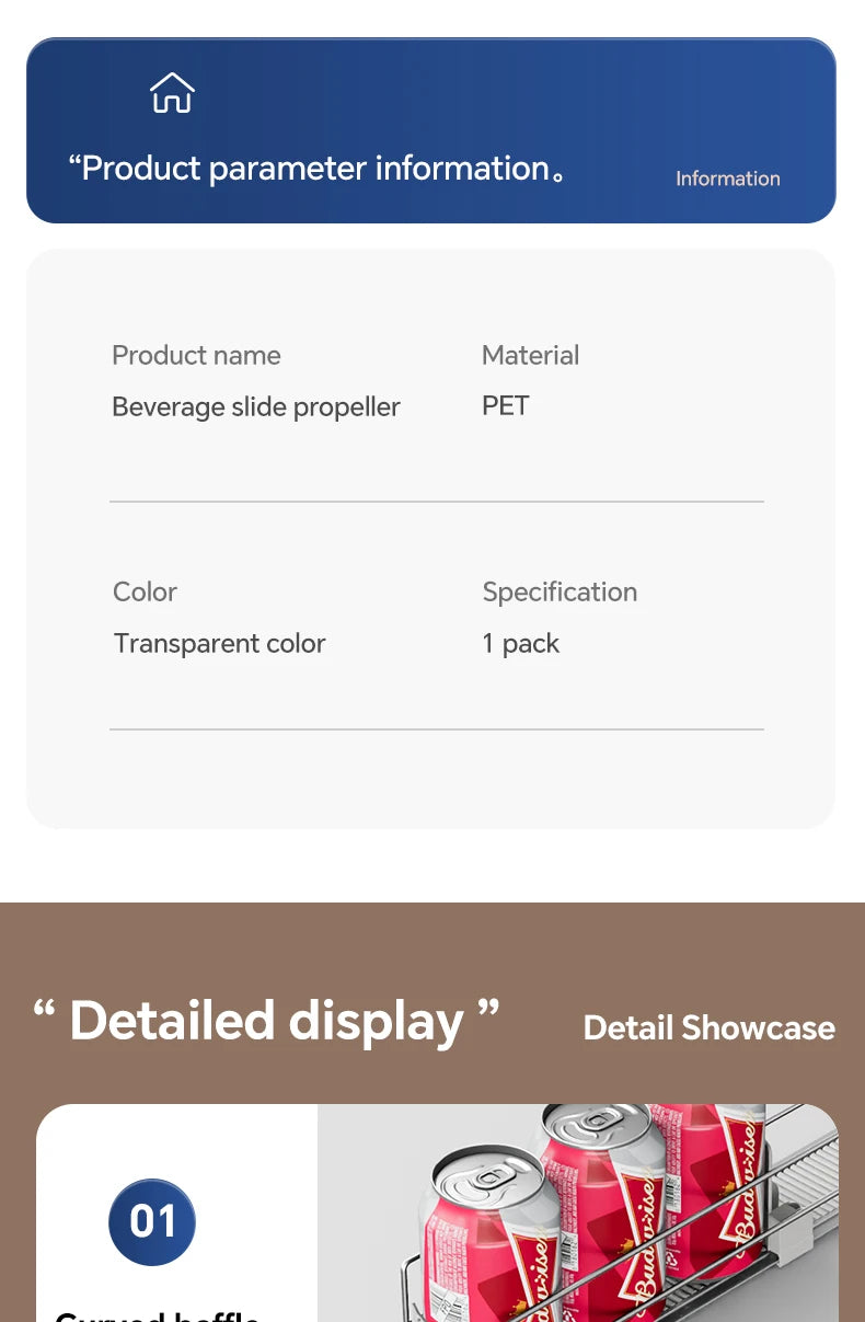 Automatic Beverage Pusher For Fridge Transparents Drinking Sliding Container Kitchen Storage Boxes Shelf Glide Organizer Rack