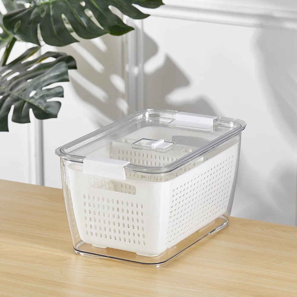 【Lifeideas】1.7L/4.5L Nested Fridge Storage Container with Removable Colander Refrigerator Fresh Vegetable Fruits Drain Basket