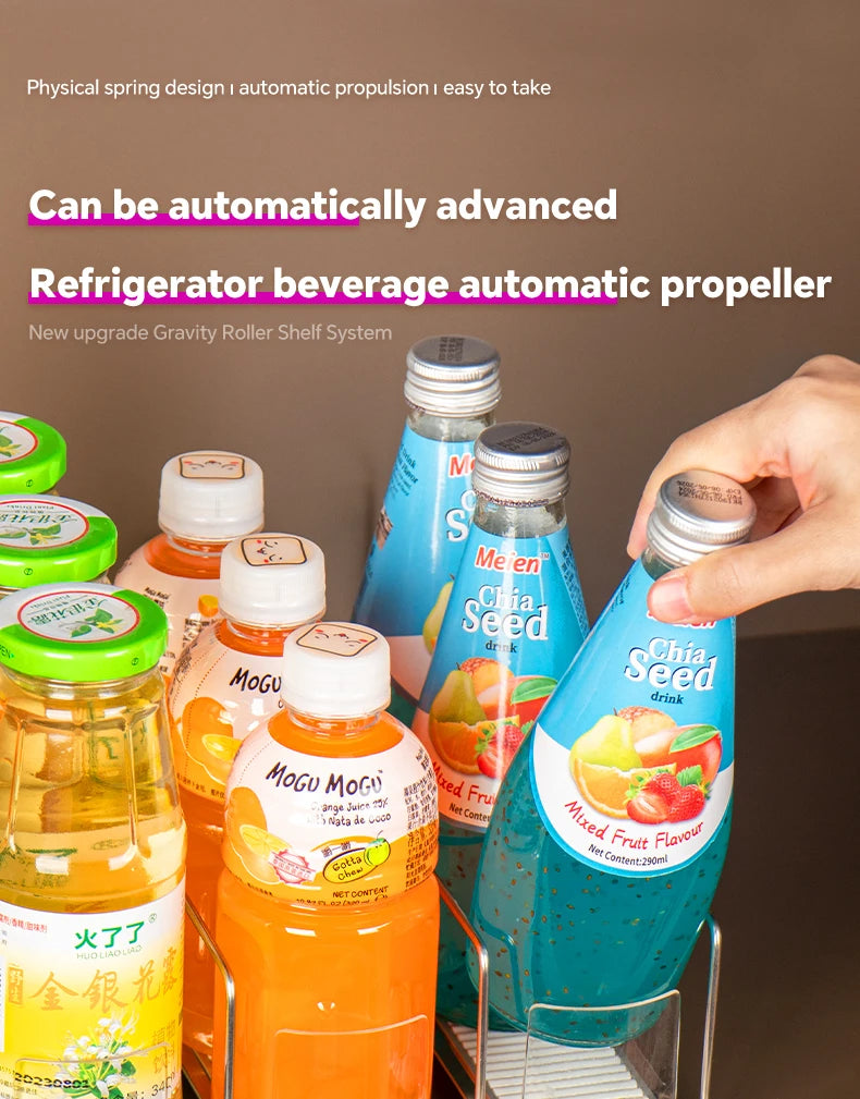 Drink Spring Pusher For Fridge Automatic Soda Can Dispenser Retail Transparent Slide Rail Beverage Storage Organizer Rack