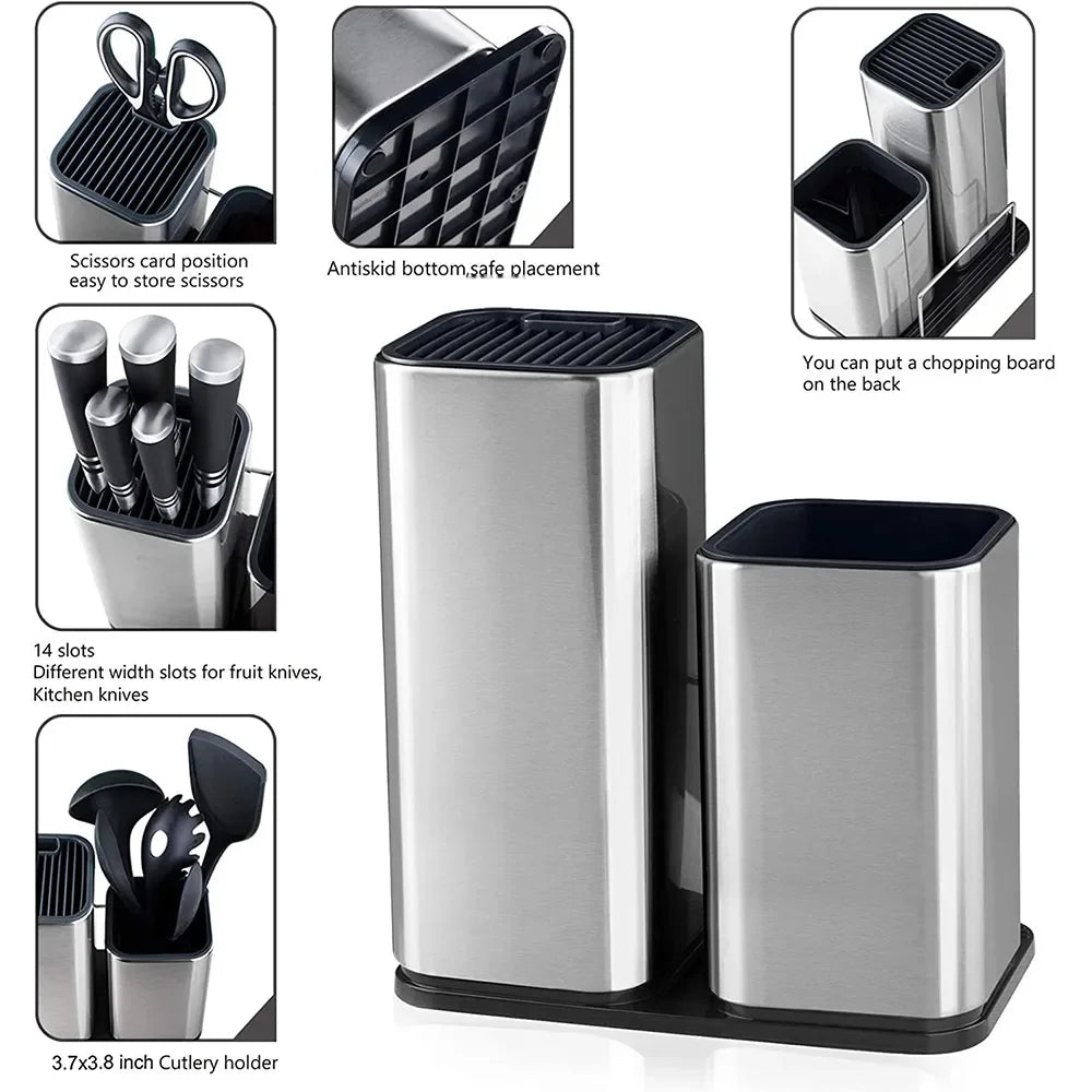 Stainless Steel Knife Holder Bucket Bracket Storage Rack Multi-functional Kitchen Storage Bucket Kitchen Accessories Chopstick