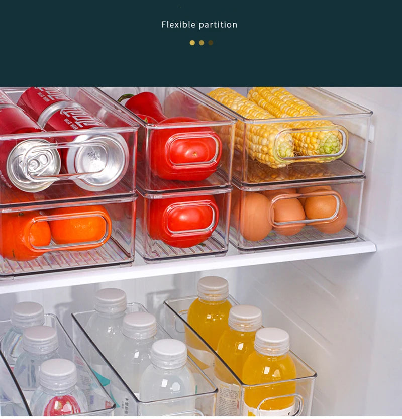 Transparent Refrigerator Storage Box Vegetable Fruit Organizer Fridge Clear Container for Kitchen Food Drinks Storage