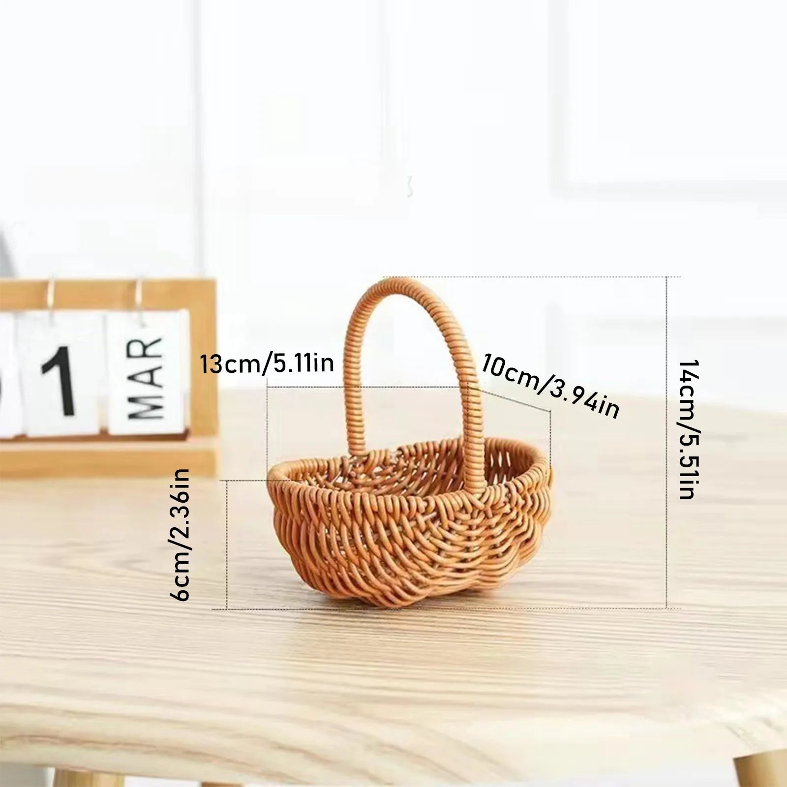 Imitation Rattan Handhold Weaving Basket with Handle Home Decoration Braid Storage Baskets Vegetable Fruit Flower