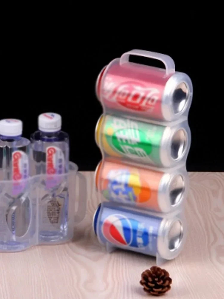 Portable soda can storage box, suitable for refrigerator rack beer can rack refrigerator storage slide rack transparent plastic
