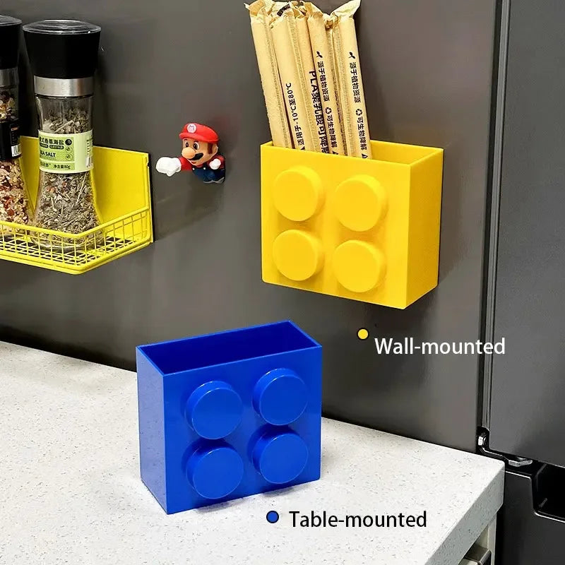 Building Blocks Refriger  Atorstorage Rack Magnetic Wall-mounted Sundry Items Storage Box Refrigerator Side Storage Rack